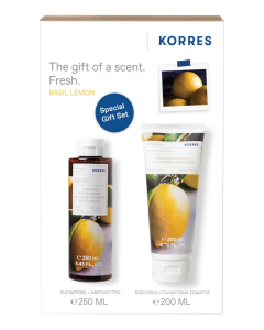 Korres Basil Lemon Body Cleanser and Body Milk Gift Set 450ml Korres Basil Lemon Body Cleanser and Body Milk Gift Set 450ml