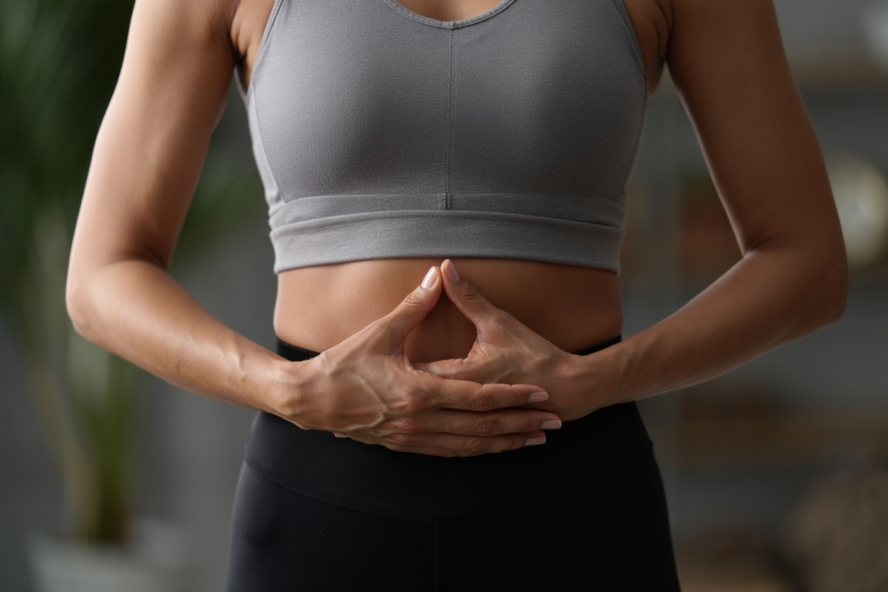 a close up of womans flat stomach