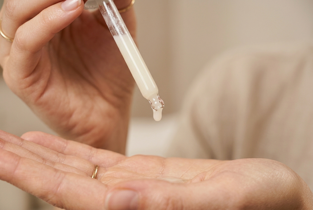 close up of serum application