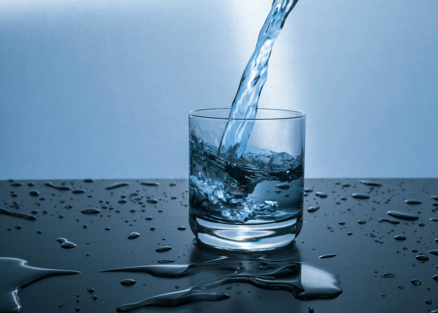 water poured into glass