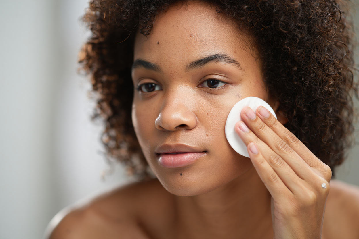 young-woman-pressing-cotton-pad-against-her-cheek