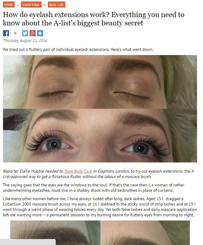 Eyelash extensions at Total Body Care